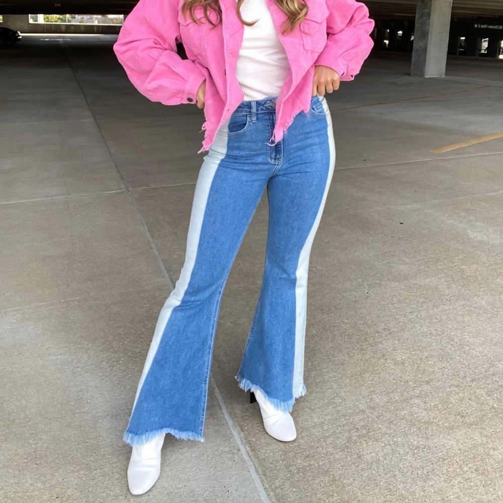 Two tone Cello Flare jeans high rise